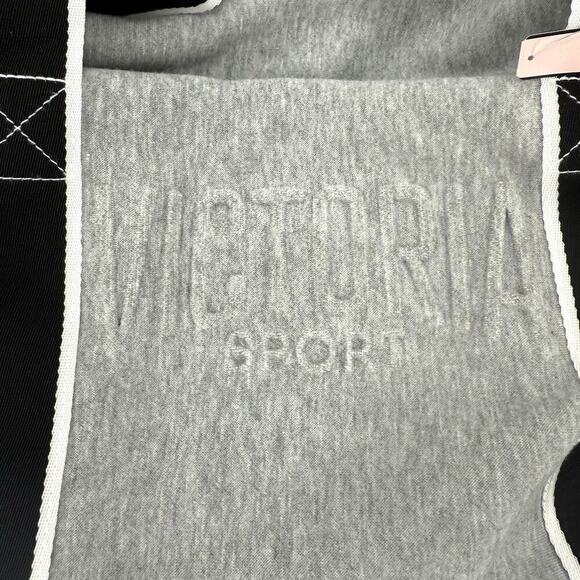 NWT VICTORIA'S SECRET GREY SOFT SPORT FLEECE MEDIUM DUFFLE BAG BLACK MESH SIDES - Picture 3 of 13